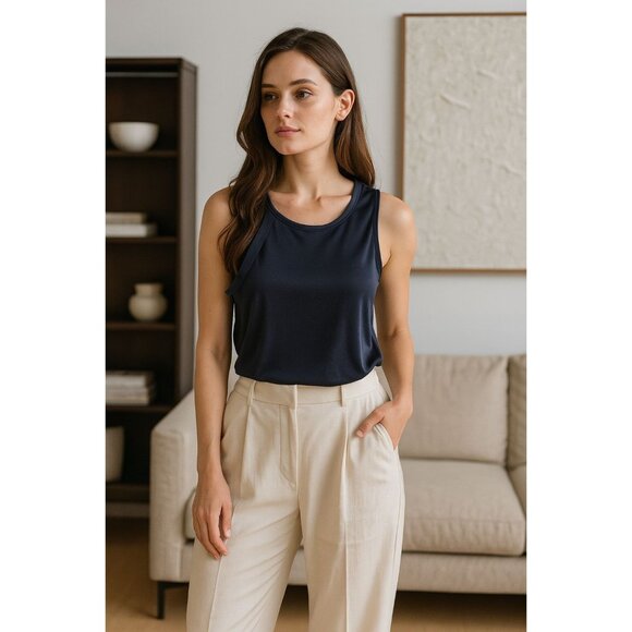 Helmut Lang Women’s Top Navy XS Minimalist Chic Normcore Athleisure Quiet Luxury - Picture 1 of 12